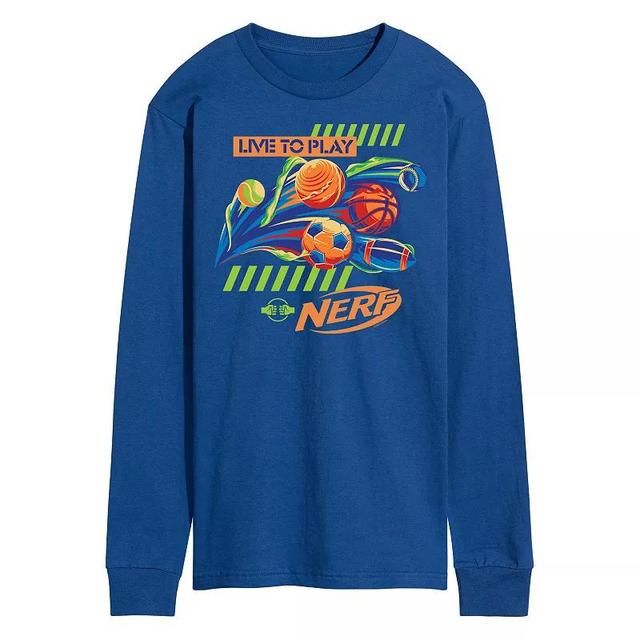 Mens Nerf Live To Play Long Sleeve Graphic Tee Blue Product Image