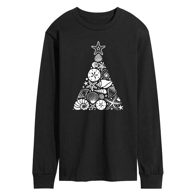 Mens Sea Shell Christmas Tree Long Sleeve Graphic Tee Product Image