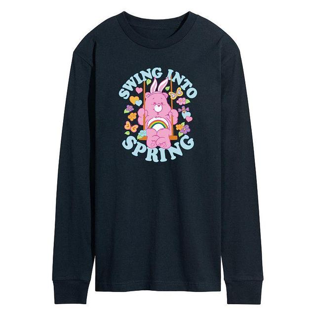 Mens Care Bears Swing Into Spring Long Sleeve Graphic Tee Blue Product Image