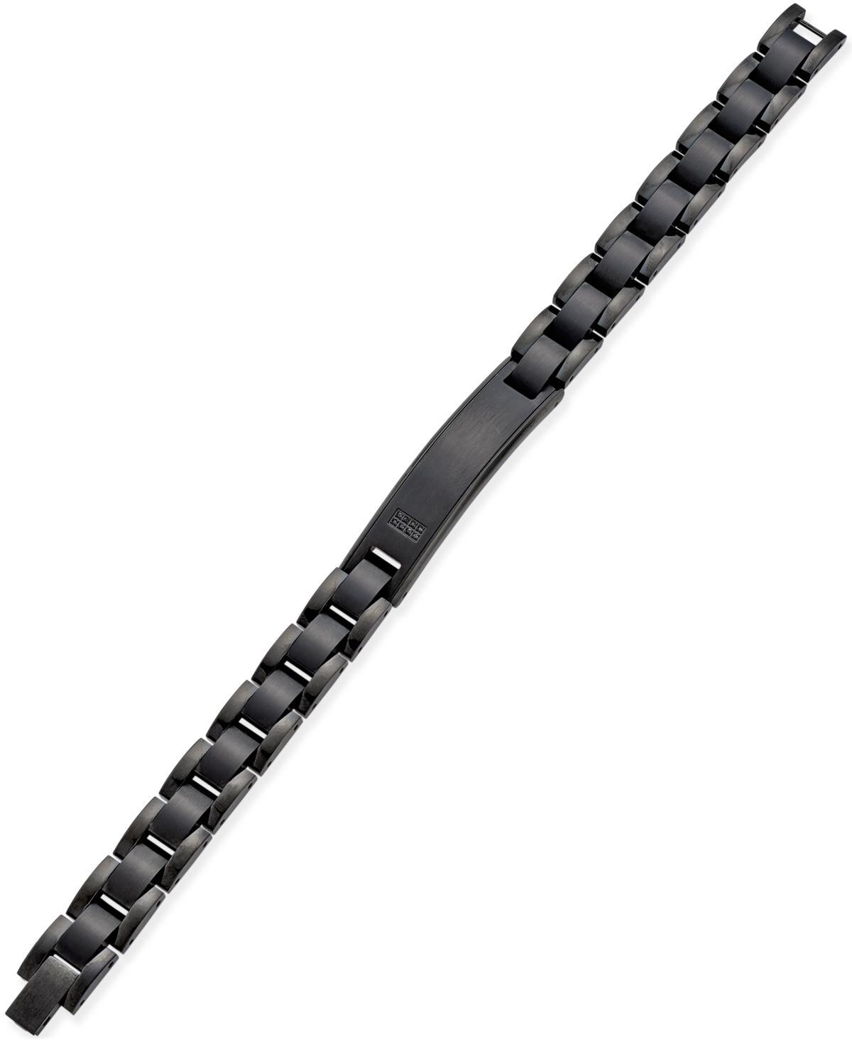 Mens Black Diamond Accent Link Id Bracelet in Black Ip-Plated Stainless Steel Product Image