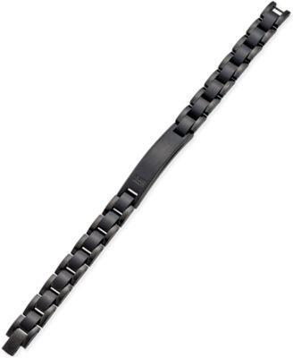 Mens Black Diamond Accent Link Id Bracelet Ip-Plated Stainless Steel - Black Product Image