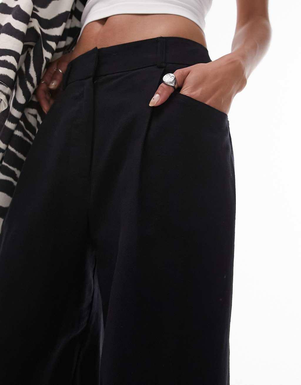 Topshop linen-blend wide leg pants Product Image