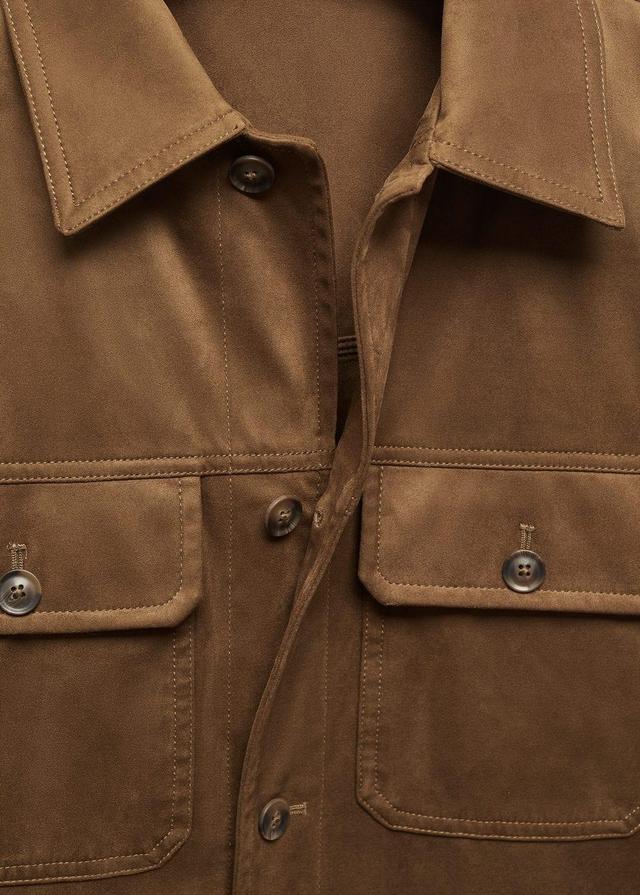 MANGO MAN - Suede effect overshirt with pockets cognacMen Product Image