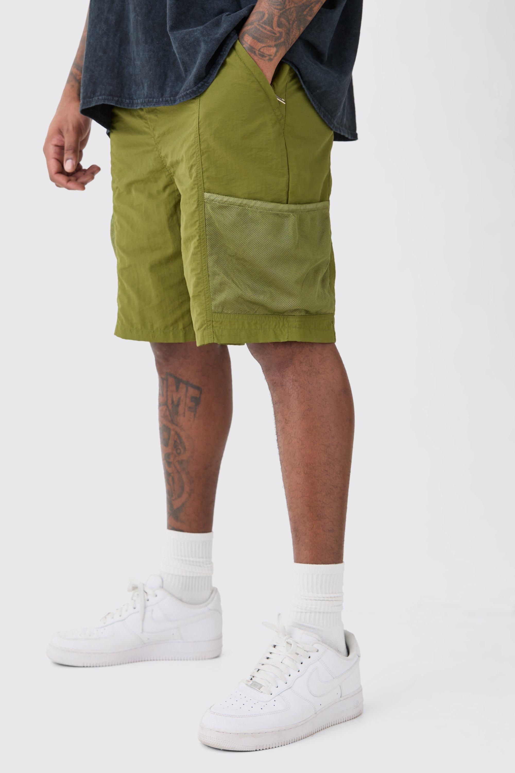 Plus Elasticated Waist Mesh Pocket Utility Short | boohooMAN USA Product Image