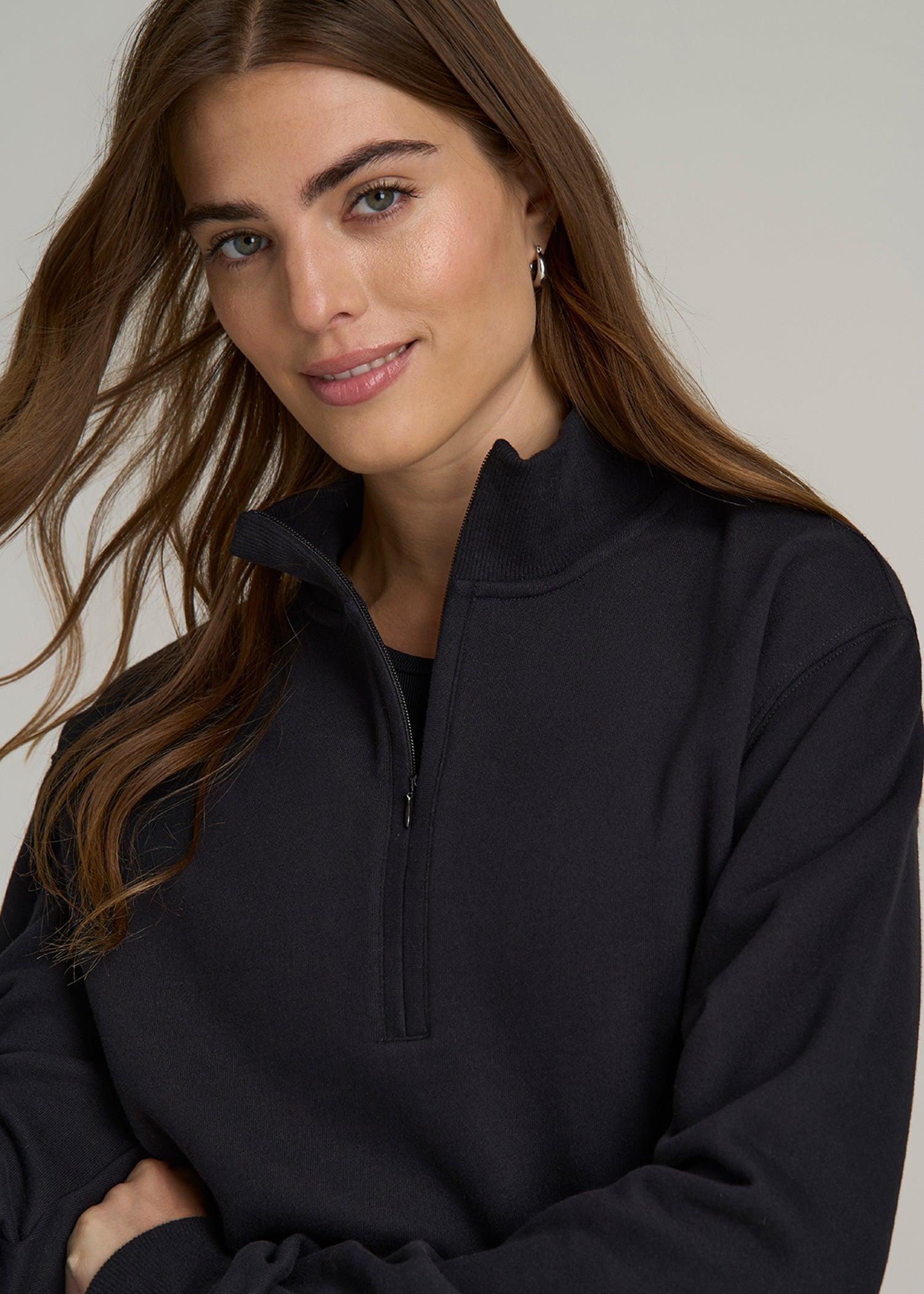 Wearever 2.0 Half-Zip Cropped Sweatshirt for Tall Women in Black Product Image