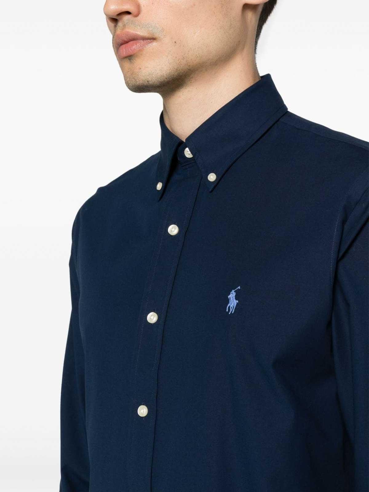 POLO RALPH LAUREN Pony Embroidered Curved Hem Shirt In Blue Product Image