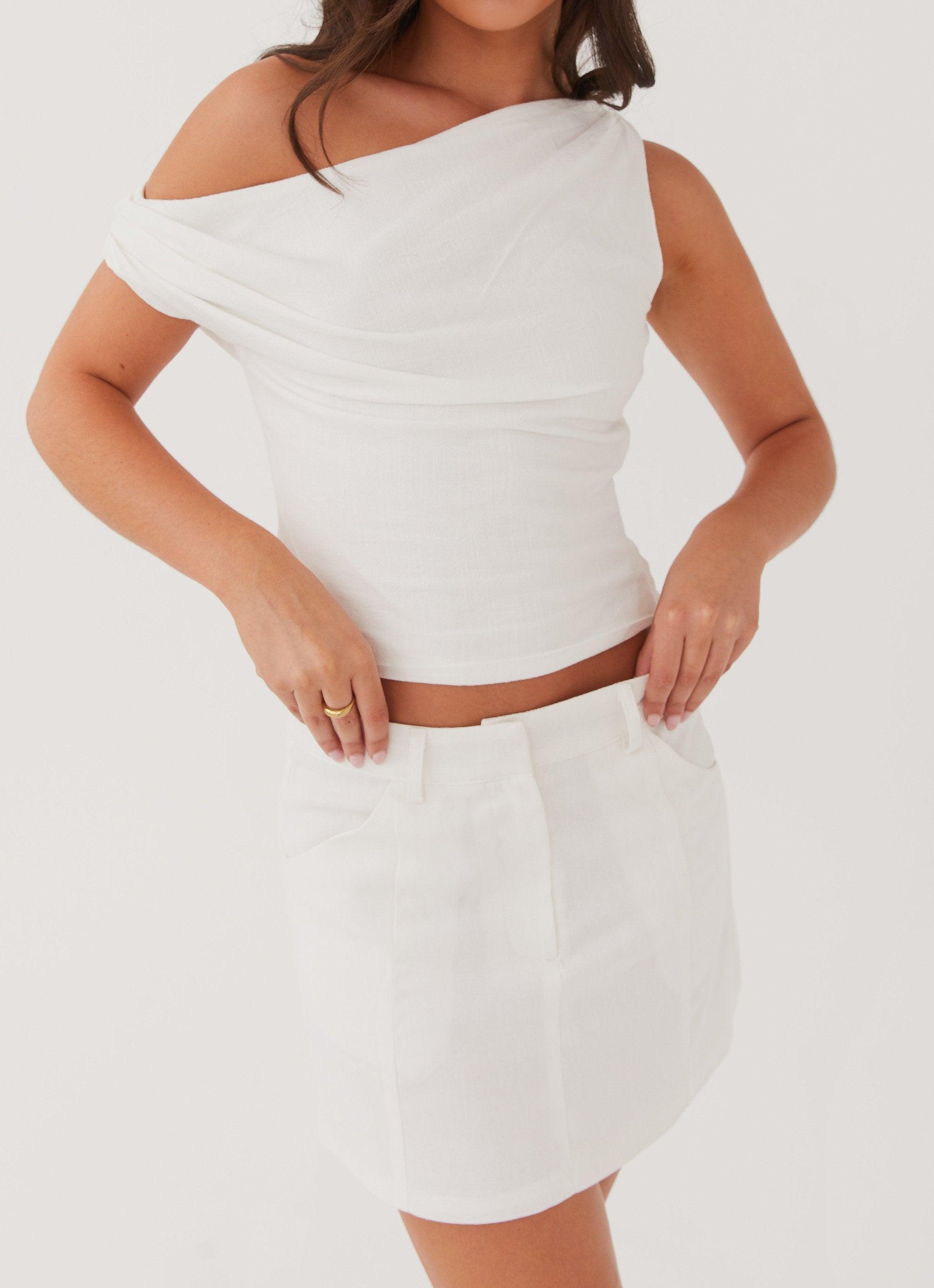 Marissa Linen Mini Skirt - White Product Image