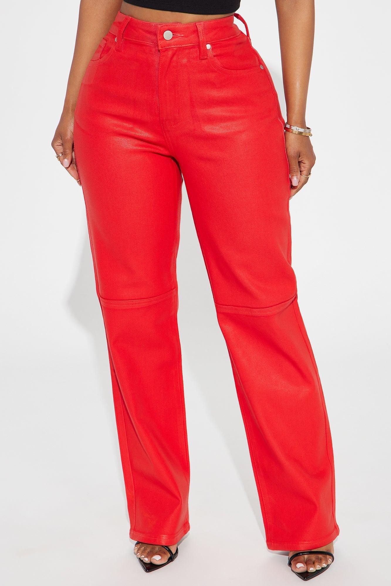 Are You In Coated Straight Leg Pant - Red Product Image