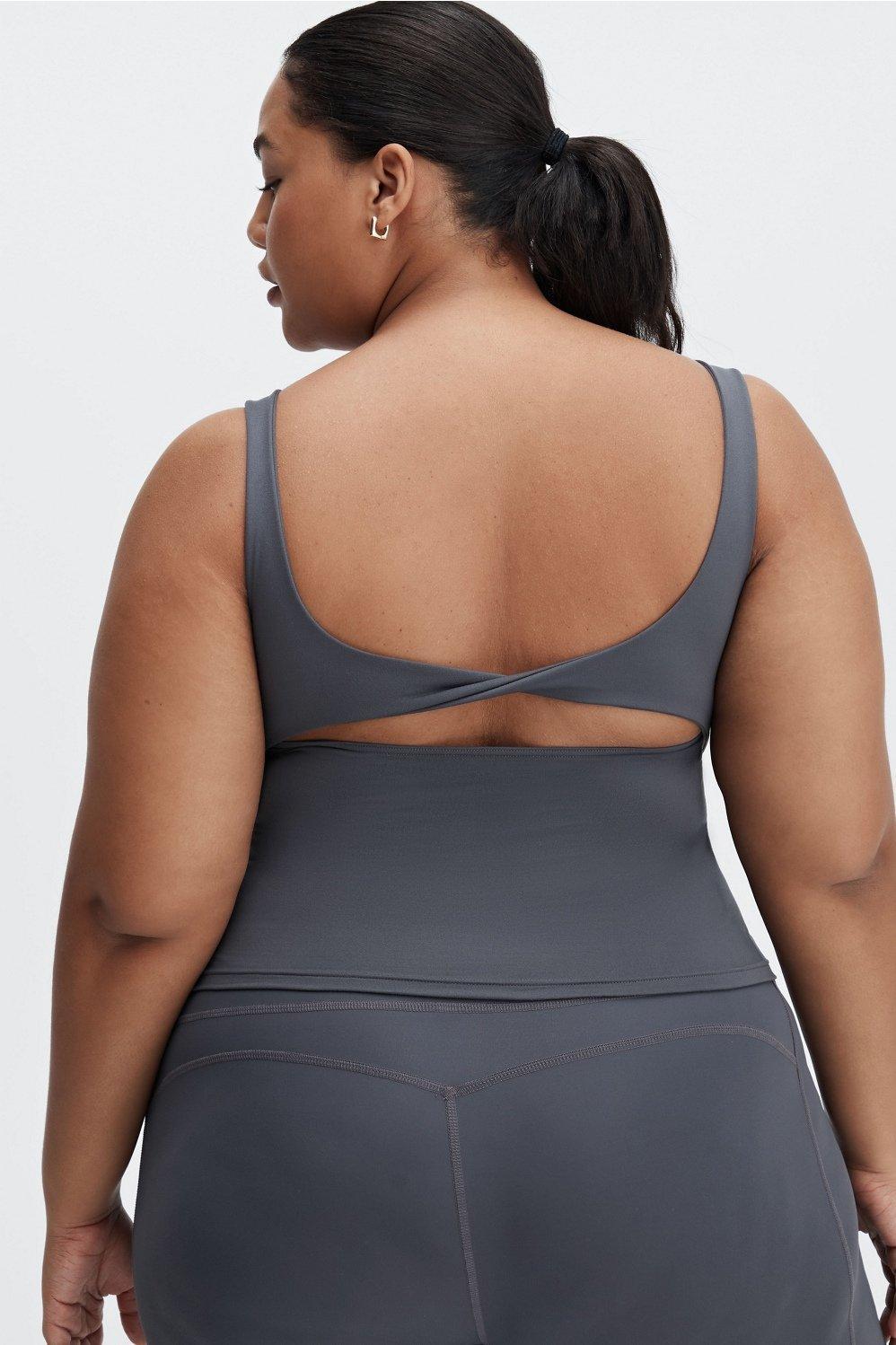 Fabletics Oasis Twist Built In Bra Tank Womens Pewter plus Size 4X Product Image