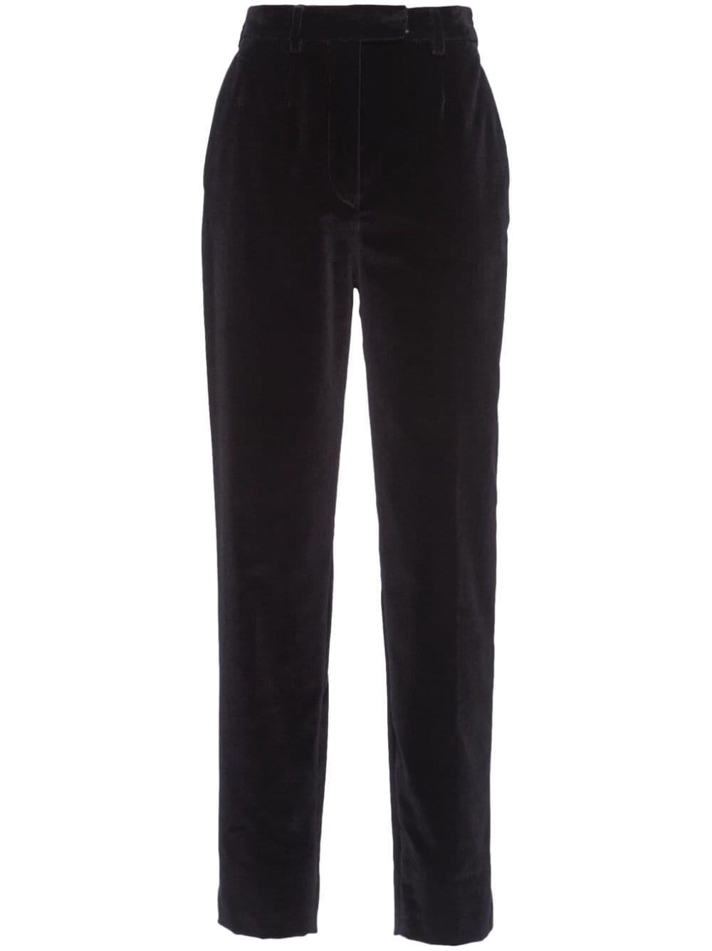 Velvet Straight Trousers In Black Product Image