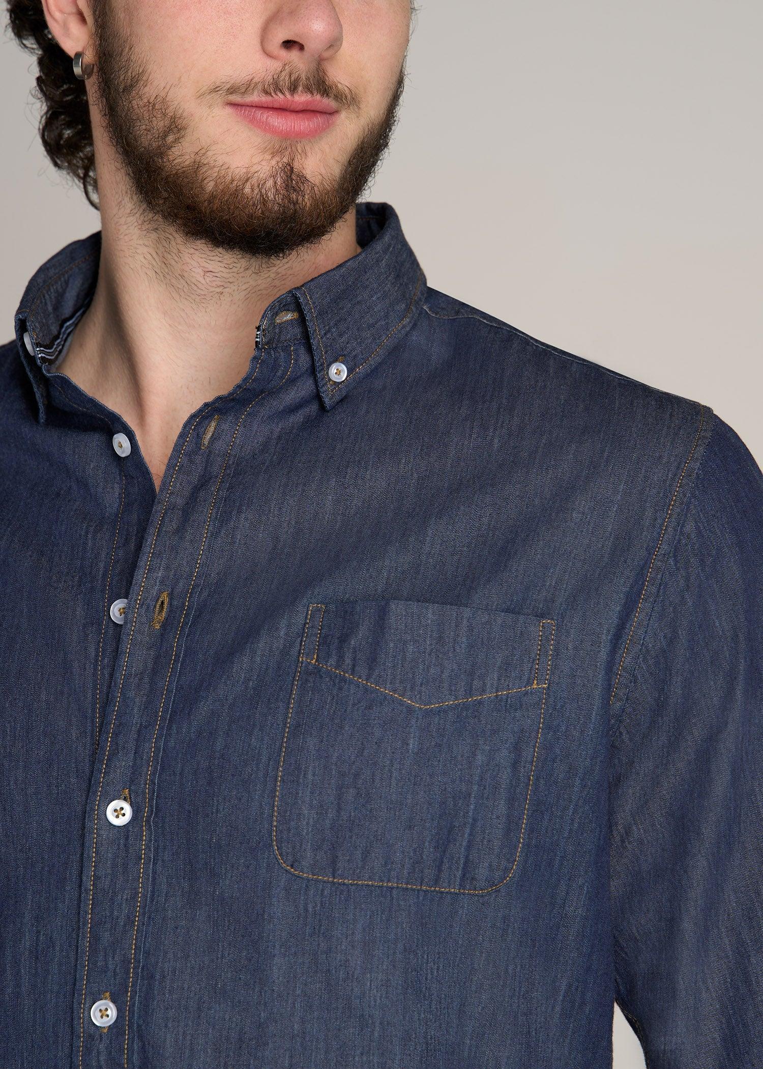 Chambray Button-Down Shirt for Tall Men in Dark Chambray Product Image