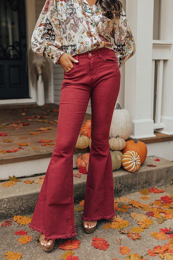 The Rory High Waist Flares in Wine Product Image