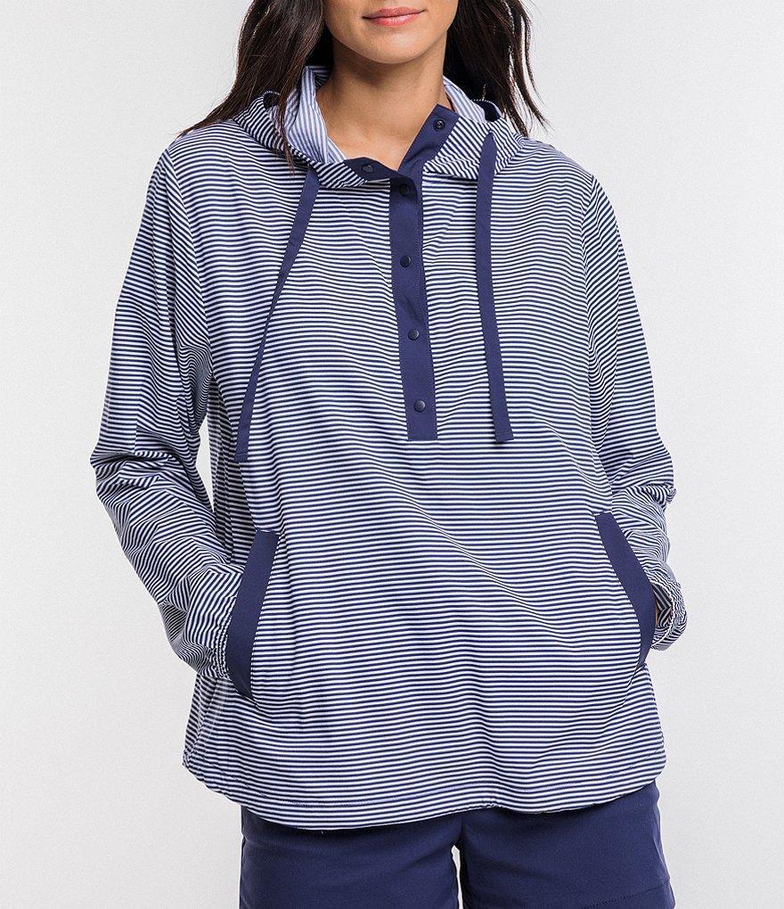 Southern Tide Calie Performance Striped Popover Snap Front Hooded Jacket Product Image