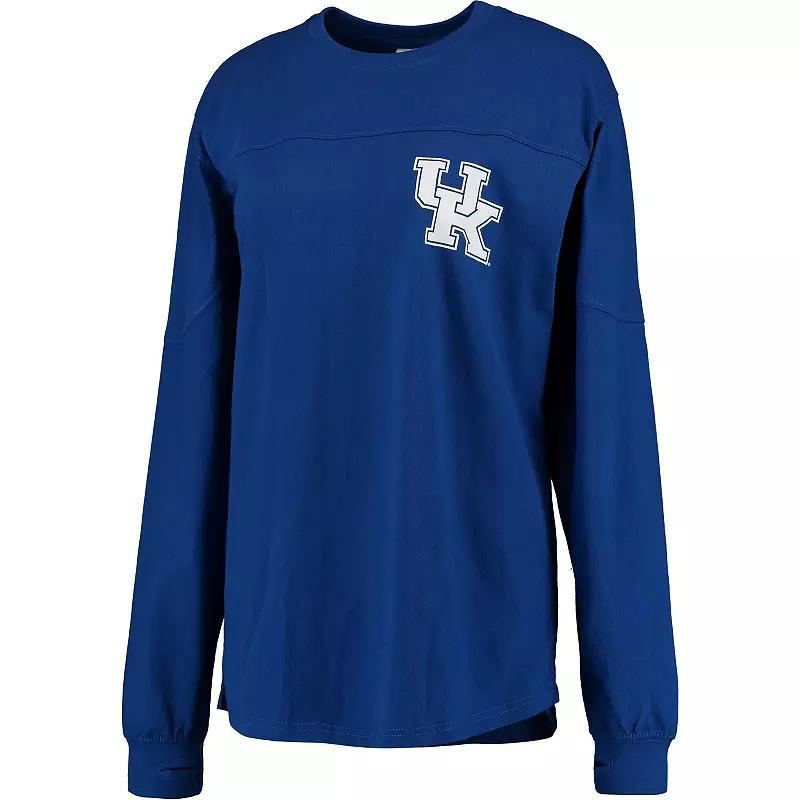 Womens Pressbox Royal Kentucky Wildcats Team Logo The Big Shirt Oversized Long Sleeve Shirt Product Image