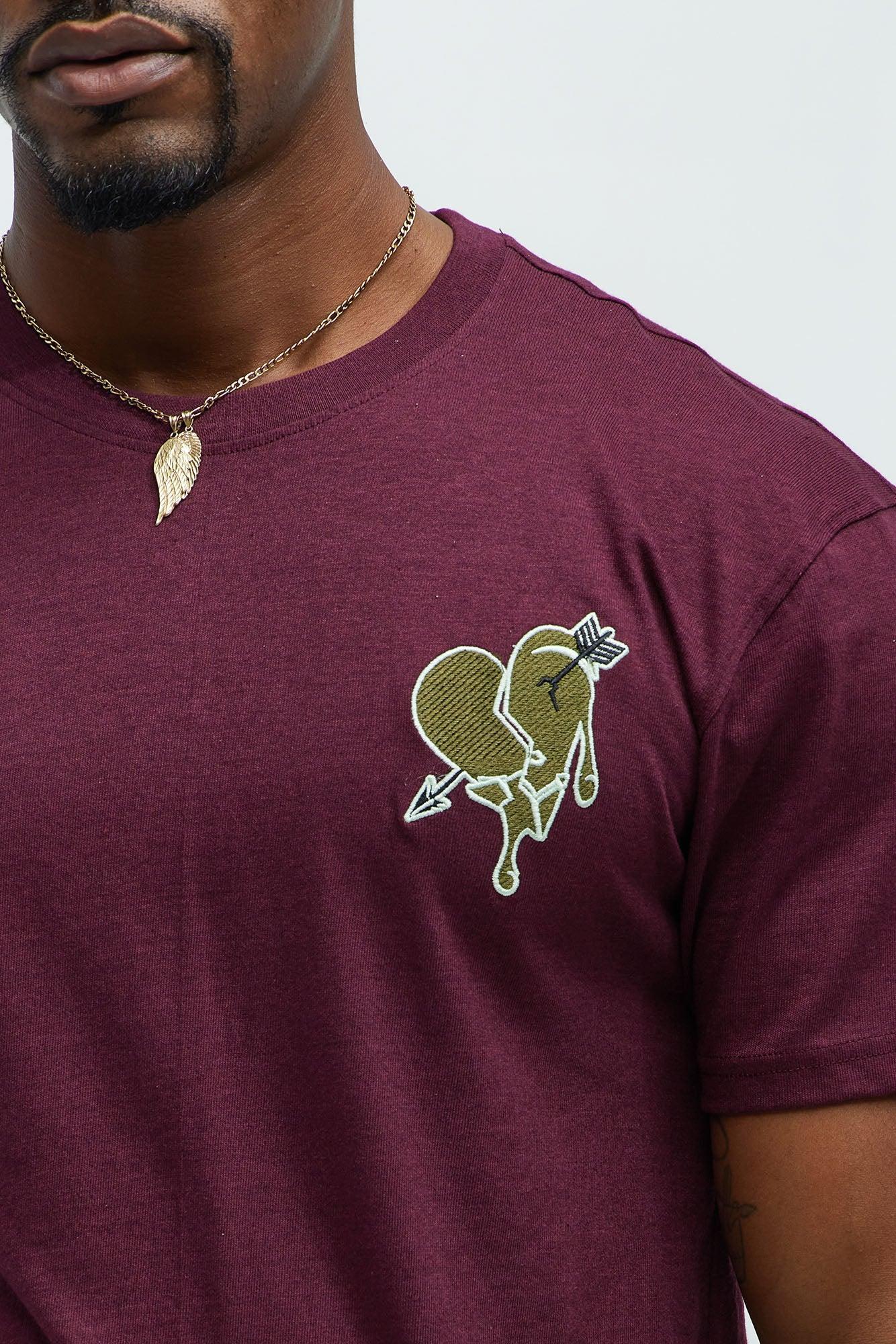 Heartbreaker Short Sleeve Tee - Burgundy Product Image