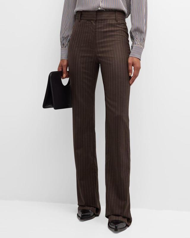 Corette Pinstripe Stretch-Wool Pants Product Image