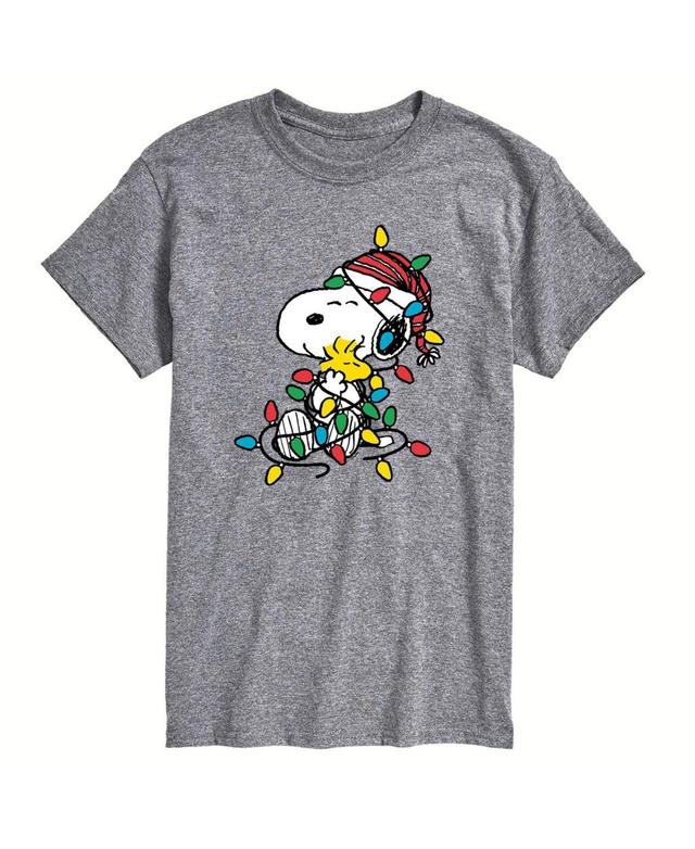 Mens Peanuts Christmas Lights Tee Med Grey Product Image