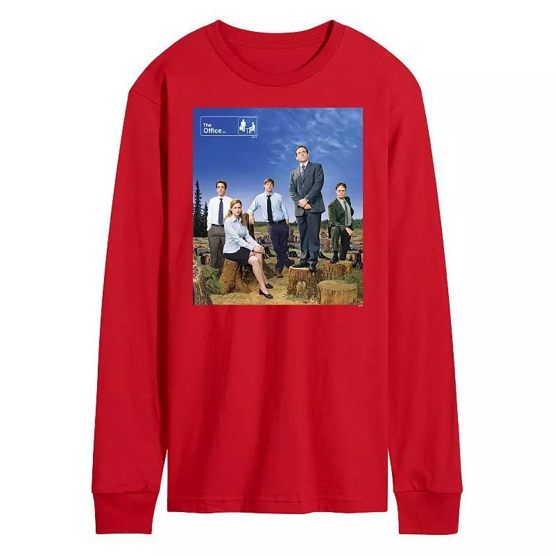 Mens The Office Cast Photo Long Sleeve Tee Blue Product Image