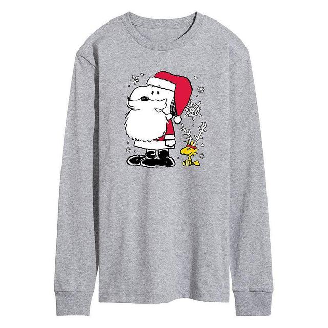 Mens Peanuts Snoopy Santa Reindeer Long Sleeve Tee Med Grey Product Image