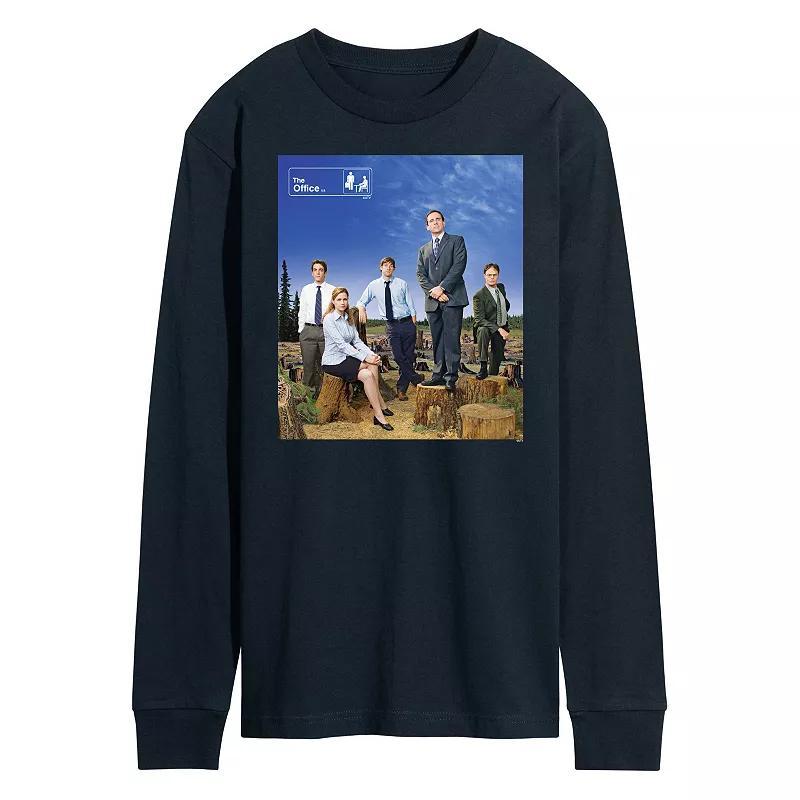 Mens The Office Cast Photo Long Sleeve Tee Blue Product Image