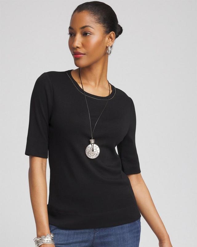 Women's Caviar Bead Elbow Tee Product Image