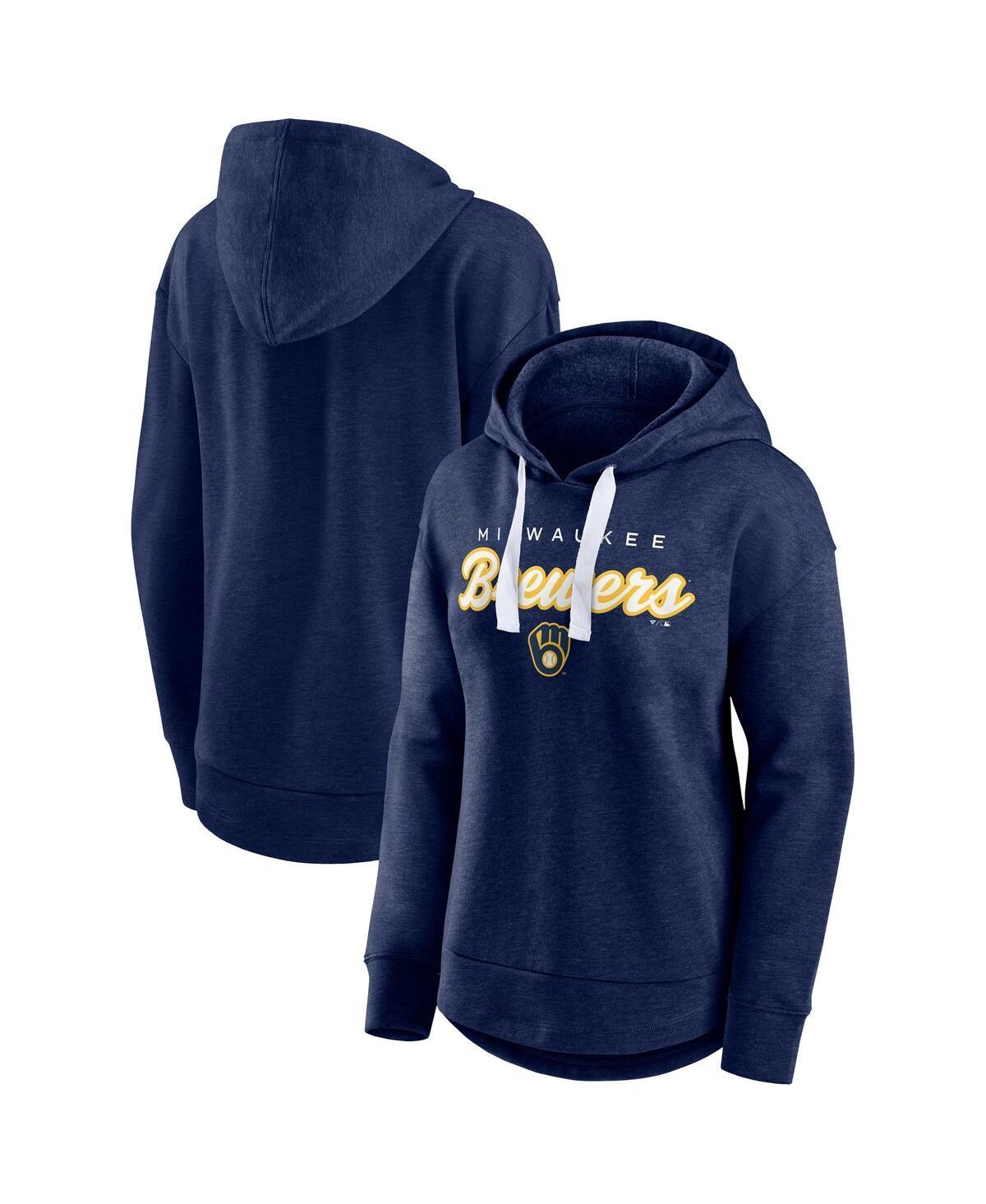 Womens Fanatics Heathered Navy Milwaukee Brewers Set to Fly Pullover Hoodie Product Image