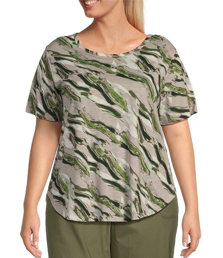 Kinesis Plus Size Short Sleeve Cool Wave Print Braid Back Tee Product Image