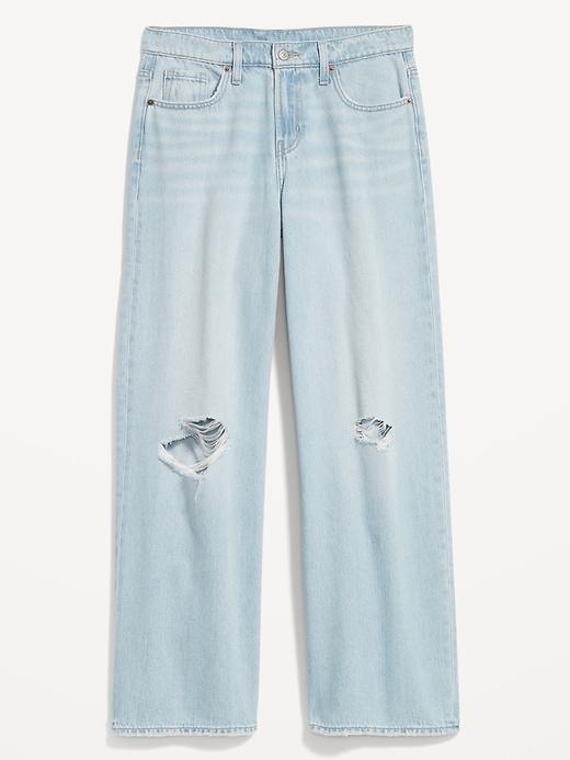 Mid-Rise Ripped Baggy Wide-Leg Jeans Product Image