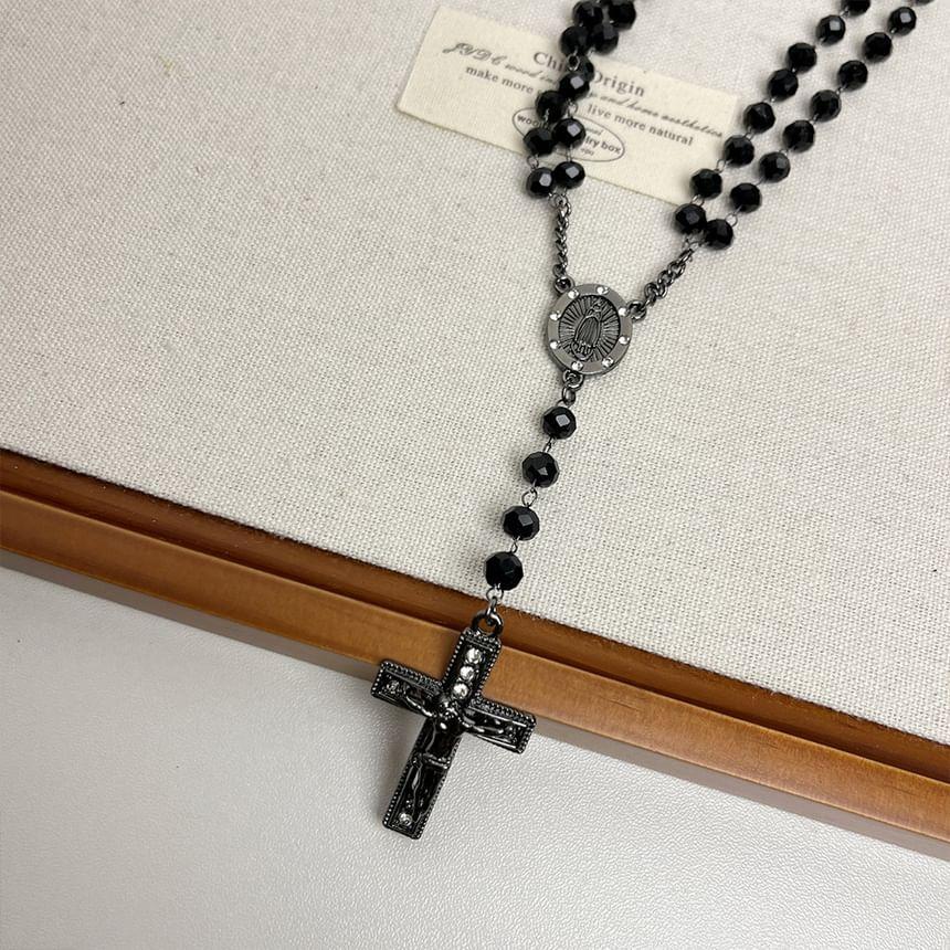 Cross Alloy Pendant Acrylic Bead Choker Product Image