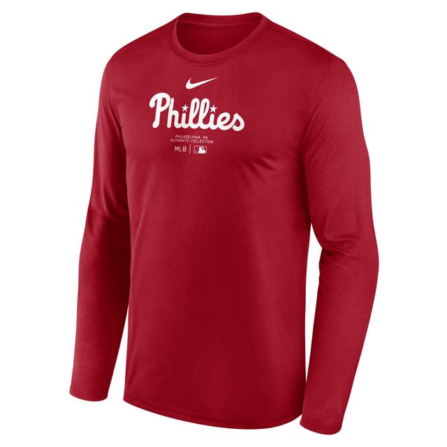 Philadelphia Phillies Authentic Collection Practice Nike Men's Dri-FIT MLB Long-Sleeve T-Shirt Product Image