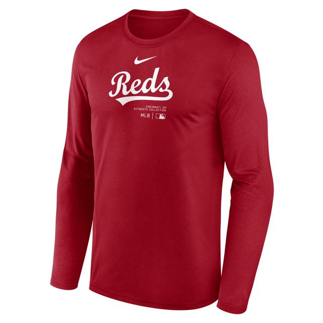 Cincinnati Reds Authentic Collection Practice Nike Mens Dri-FIT MLB Long-Sleeve T-Shirt Product Image