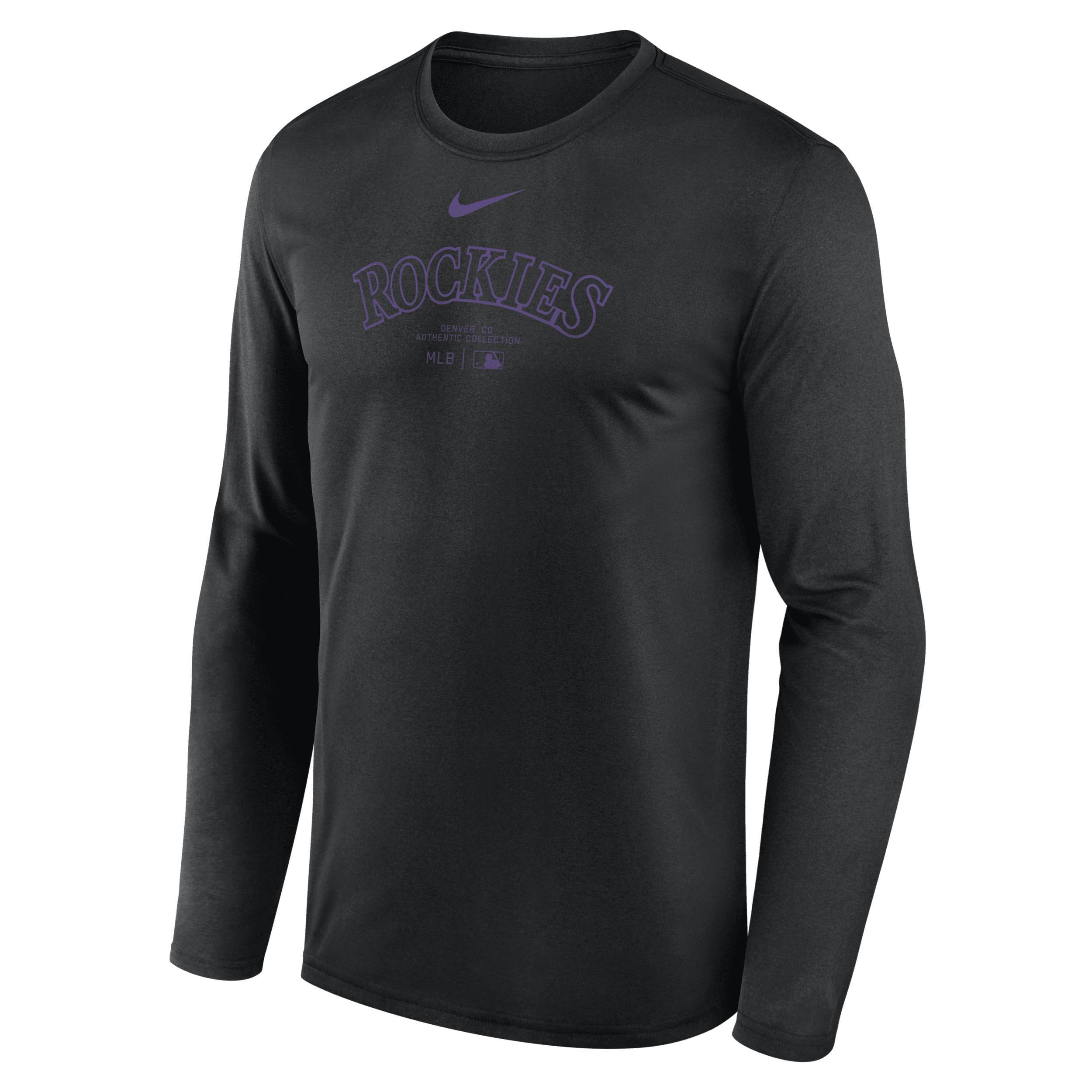 Colorado Rockies Authentic Collection Practice Nike Men's Dri-FIT MLB Long-Sleeve T-Shirt Product Image