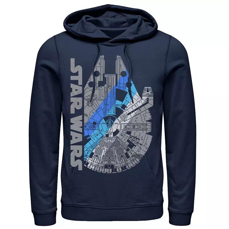 Mens Star Wars A New Hope Millennium Falcon Stripes Graphic Hoodie Blue Product Image