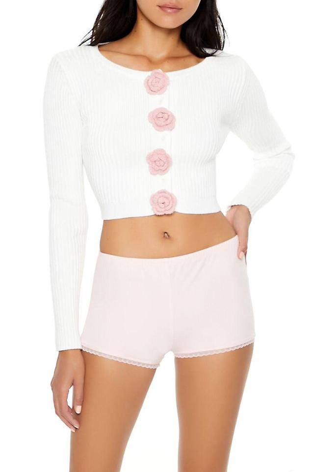 Cropped Rosette Cardigan Sweater | Forever 21 Product Image