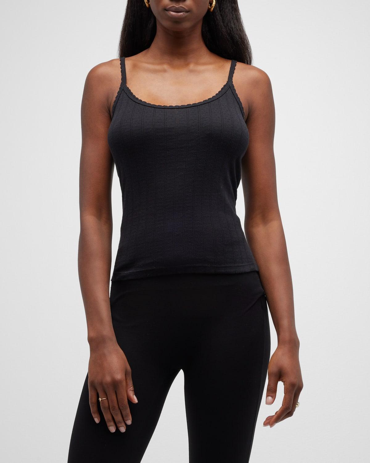 LESET Pointelle Classic Tank Top Black. (also in L, S, XL, XS). Product Image