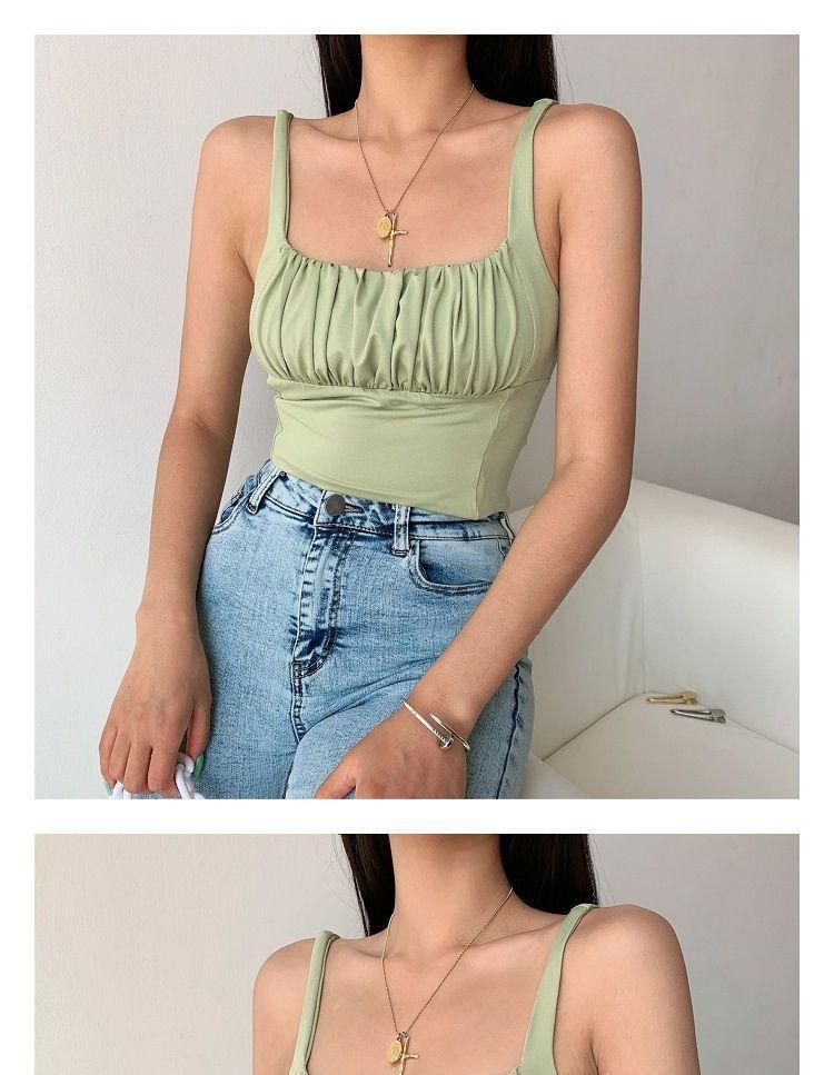 Sleeveless Square Neck Ruched Crop Top Product Image