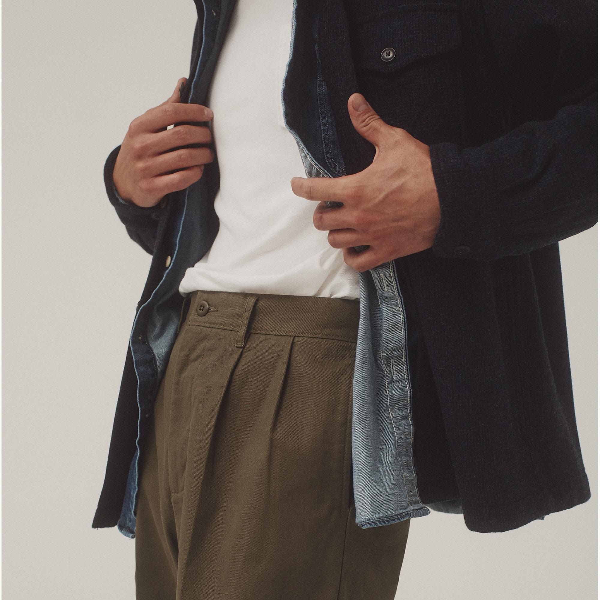 Classic double-pleated chino pant Product Image