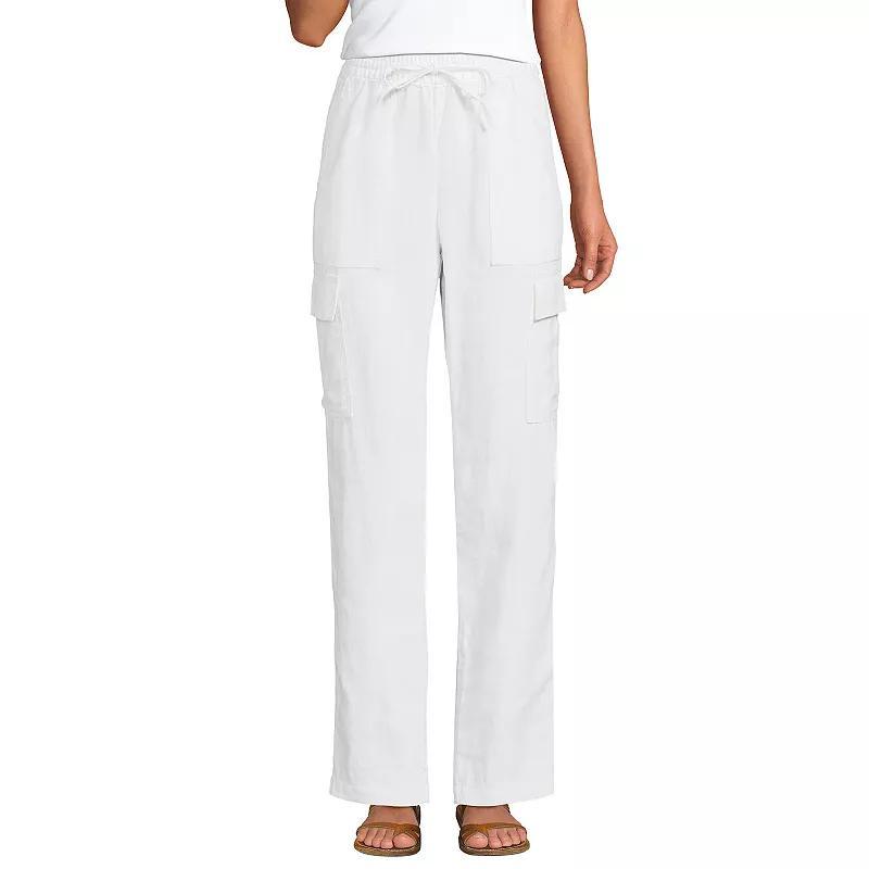 Womens Lands End High-Rise Pull-On Linen Cargo Pants Product Image