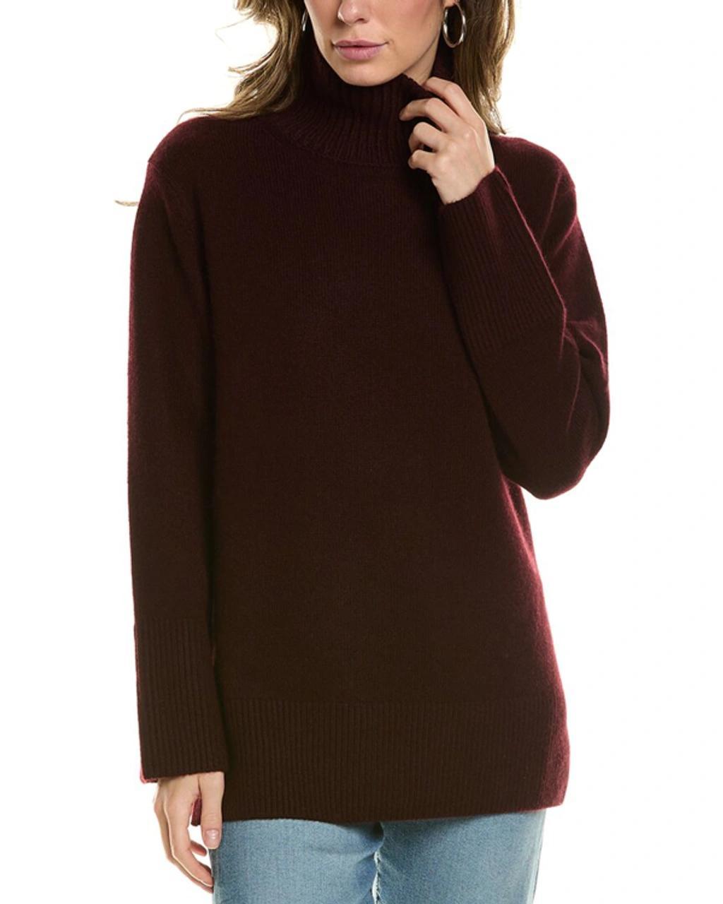 Mixed Gauge Turtleneck Wool & Cashmere-blend Tunic Sweater In Black Product Image