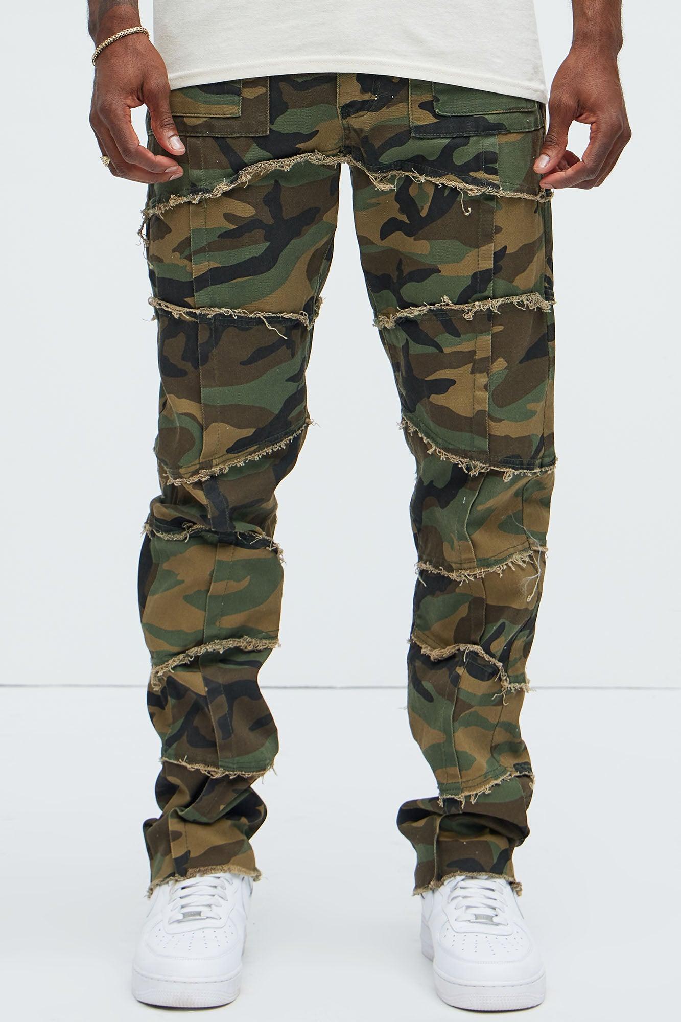 Get Me More Fray Panel Straight Pants - Camouflage product image