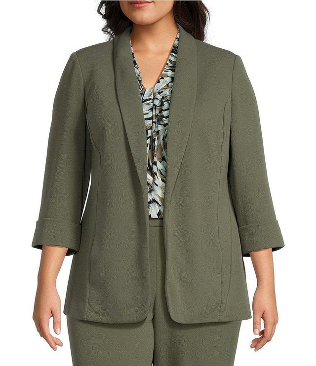 Kasper Plus Size Stretch Shawl Collar Long Sleeve Jacket Product Image