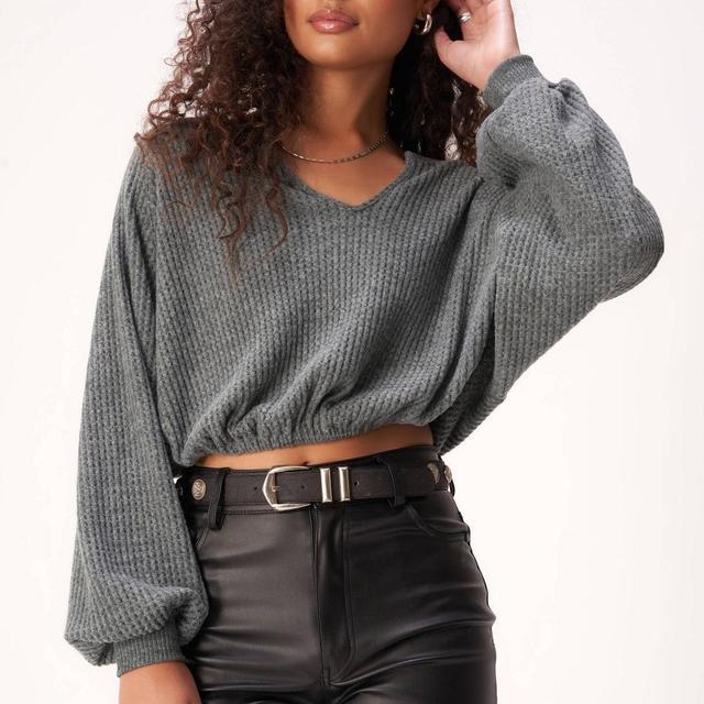 MOXIE COZY THERMAL BUBBLE TOP by Project Social T - MIDNIGHT EMERALD Product Image