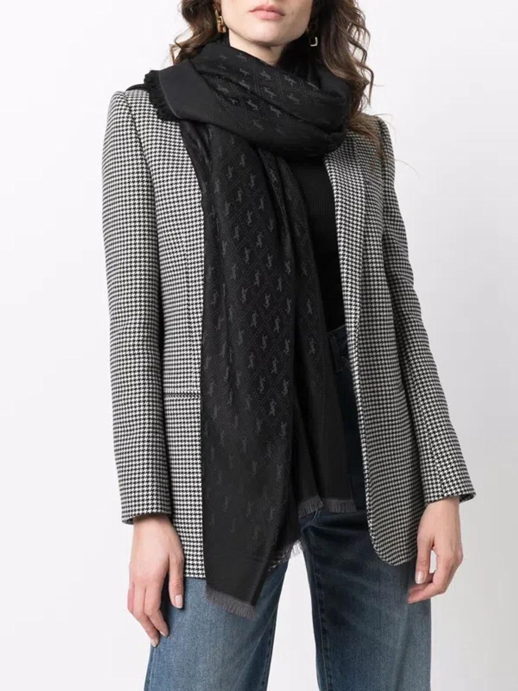 Monogram Large Rectangular Scarf In Blackdgrey Product Image