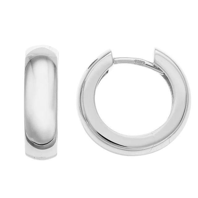 17 mm Polished Sterling Silver Huggie Hoop Earrings, Womens Product Image