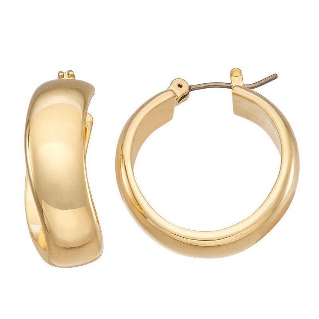 Nine West Gold Tone Wavy Hoop Earrings, Womens Product Image