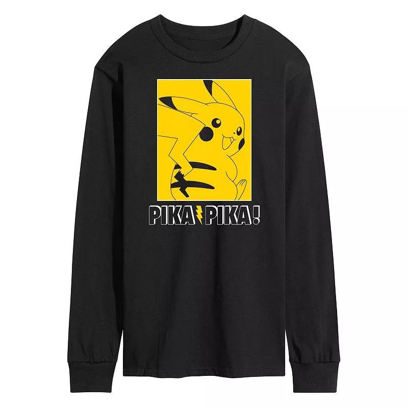 Mens Pokemon Pika Outline Long Sleeve Graphic Tee Product Image