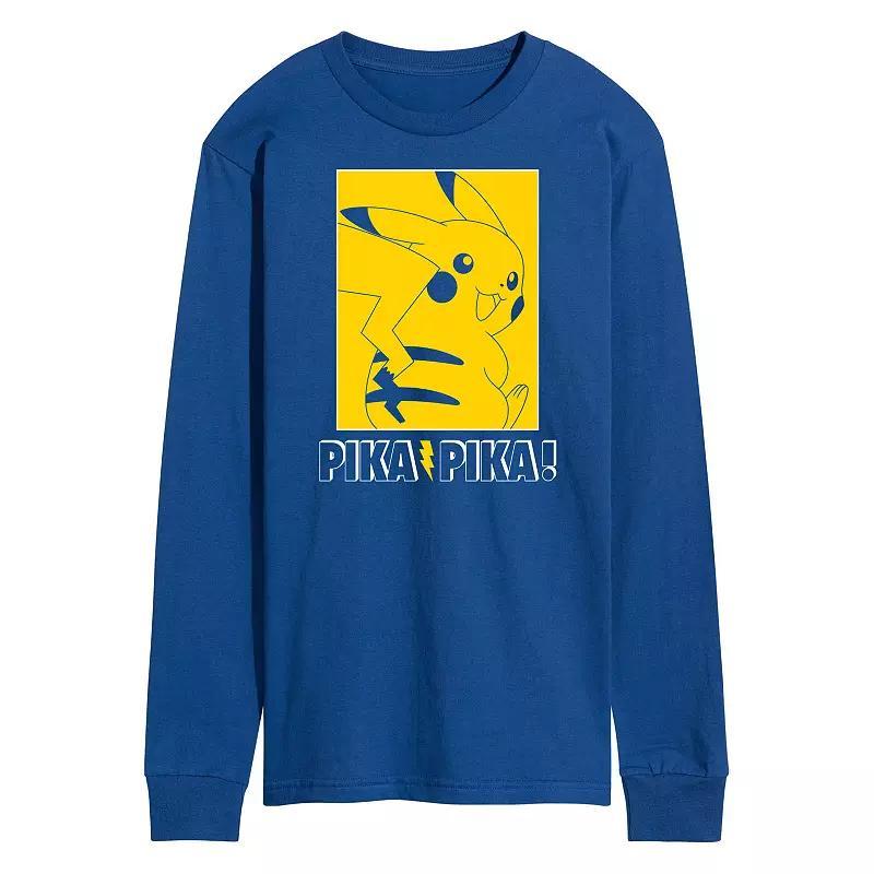 Mens Pokemon Pika Outline Long Sleeve Graphic Tee Product Image