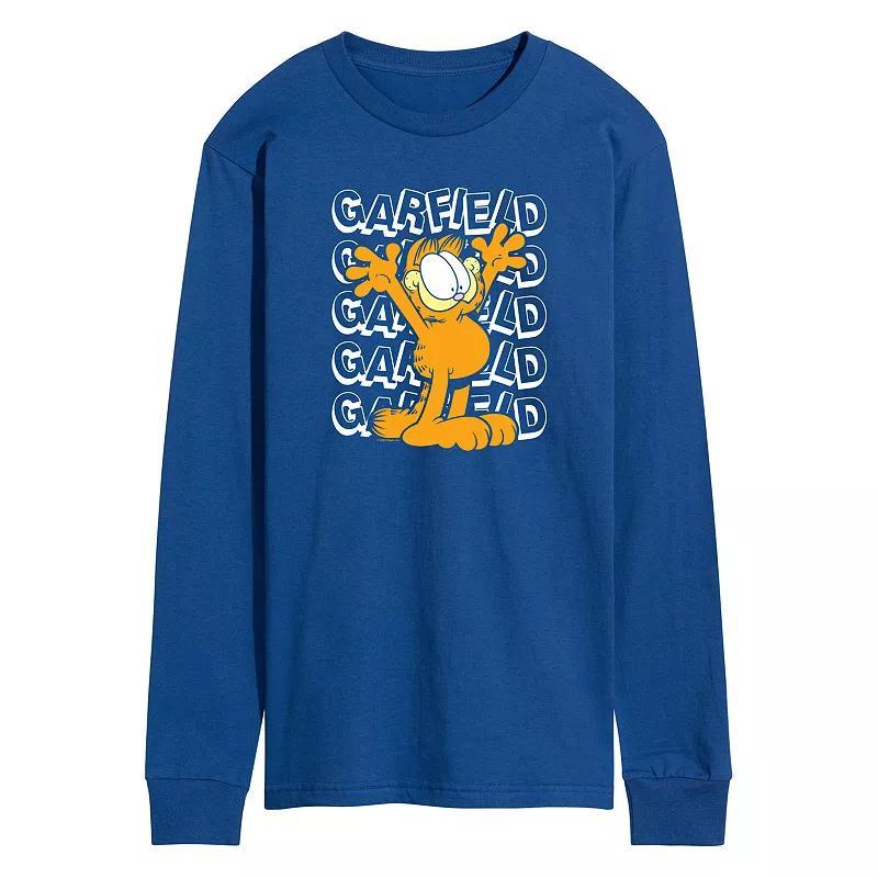 Mens Garfield Repeated Long Sleeve Graphic Tee Product Image