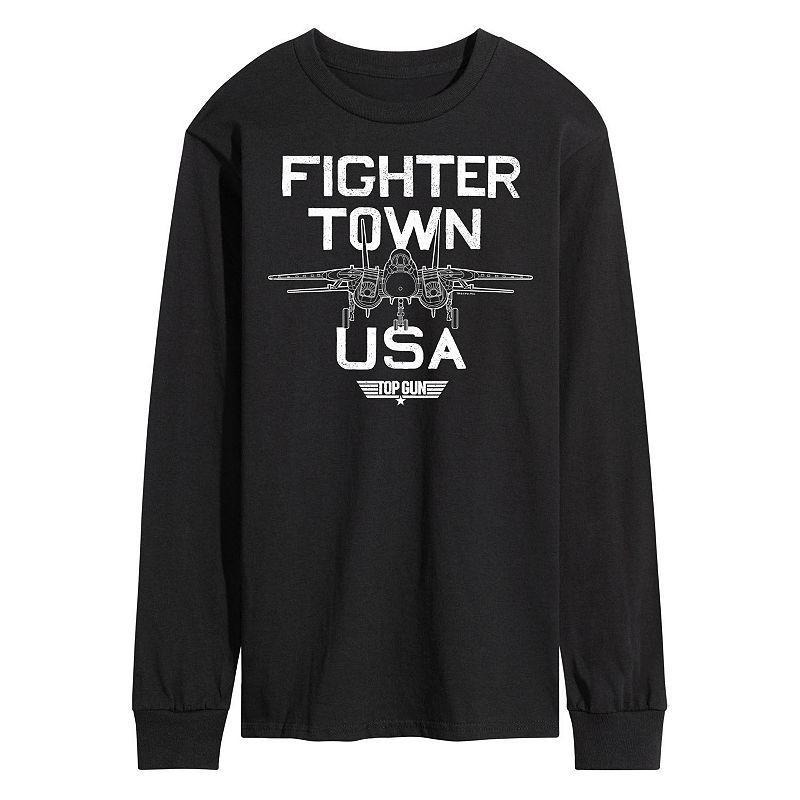 Mens Top Gun Fighter Town Long Sleeve Tee Black Product Image