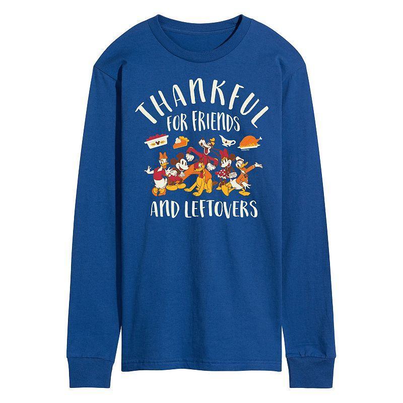 Disneys Mickey Mouse & Friends Mens Thankful For Friends And Leftovers Long Sleeve Graphic Tee Product Image